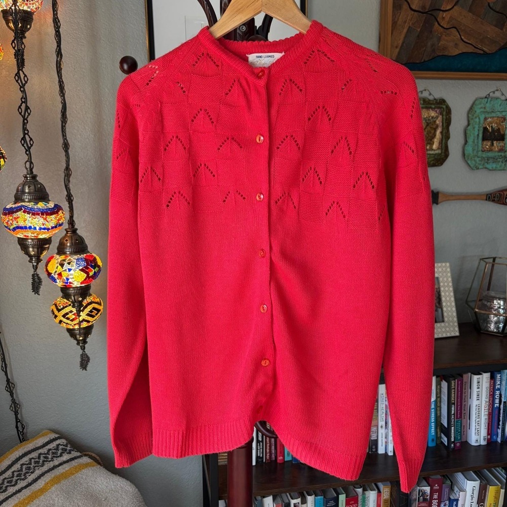 Vintage 60s Hand Loomed Pointelle Cardigan‎ | Fully Fashioned Heirloom Sweater